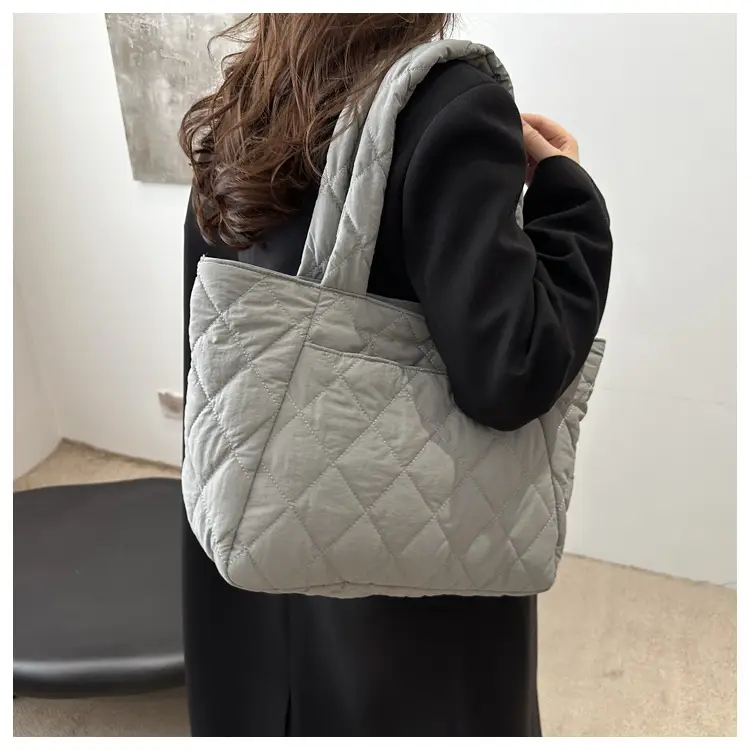 Korean Style Quilted Shoulder Bag Olive Green 2024 — feature 22