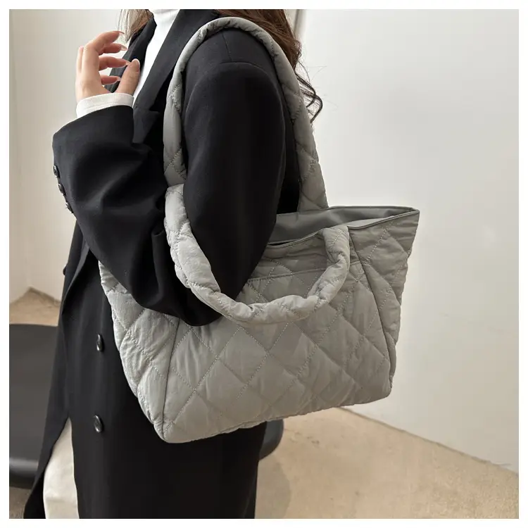 Korean Style Quilted Shoulder Bag Olive Green 2024 — feature 23