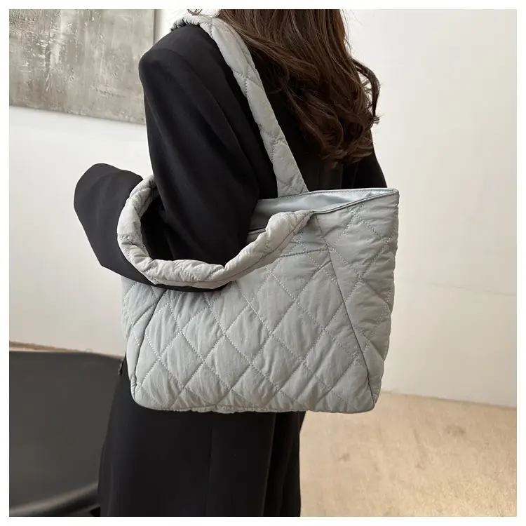 Korean Style Quilted Shoulder Bag Olive Green 2024 — feature 24