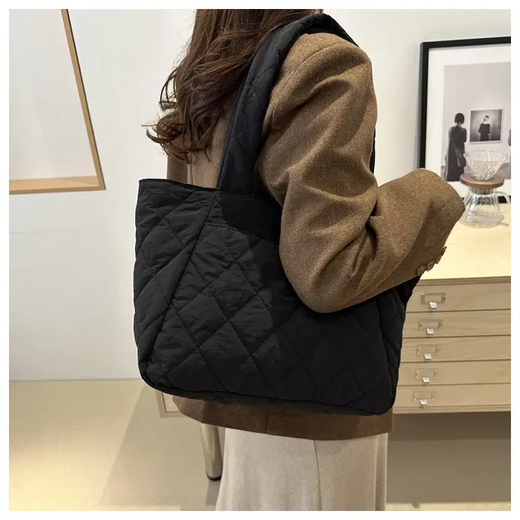 Korean Style Quilted Shoulder Bag Olive Green 2024 — feature 31