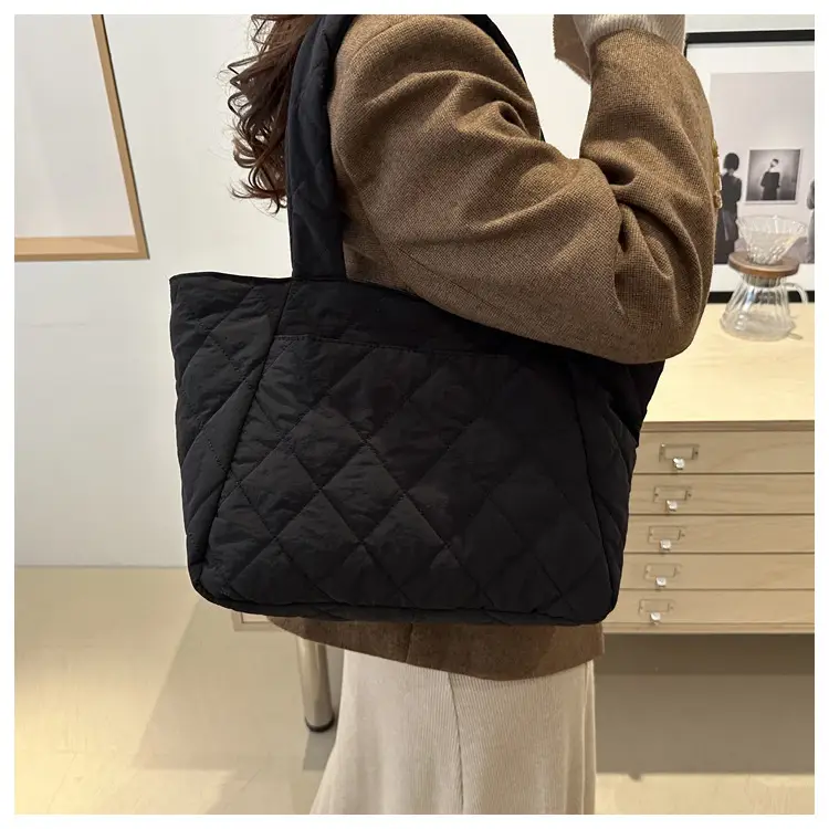 Korean Style Quilted Shoulder Bag Olive Green 2024 — feature 32