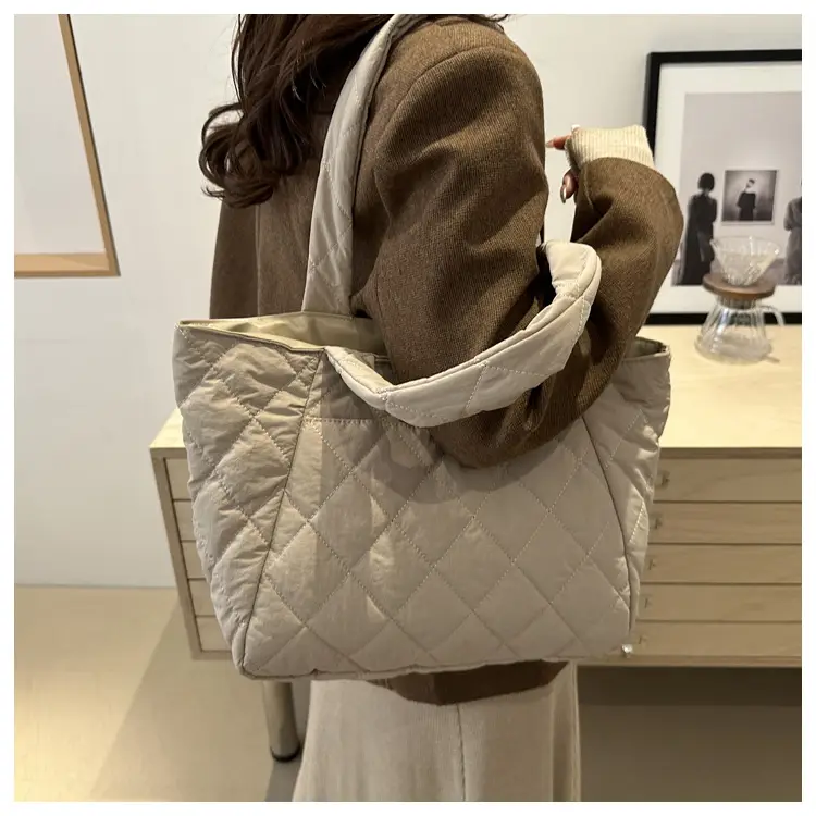 Korean Style Quilted Shoulder Bag Olive Green 2024 — feature 35