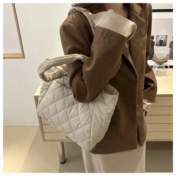 Korean Style Quilted Shoulder Bag Olive Green 2024 — feature 36