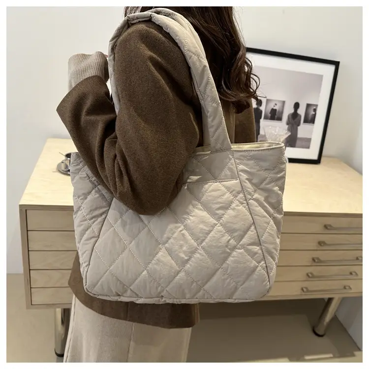 Korean Style Quilted Shoulder Bag Olive Green 2024 — feature 37