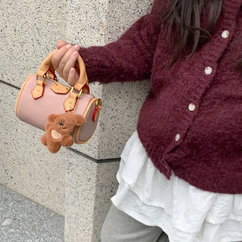 New Korean Style Girls Mini Lychee Shoulder Crossbody Bag