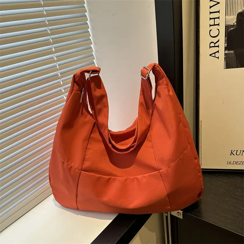 Orange Nylon Crossbody Tote Bag for Women - Image 5