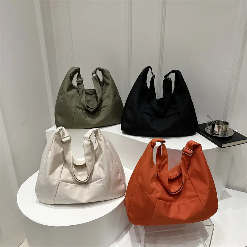 Orange Nylon Crossbody Tote Bag for Women - Image 8