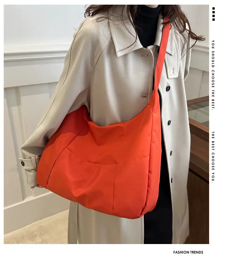 Orange Nylon Crossbody Tote Bag for Women — feature 2