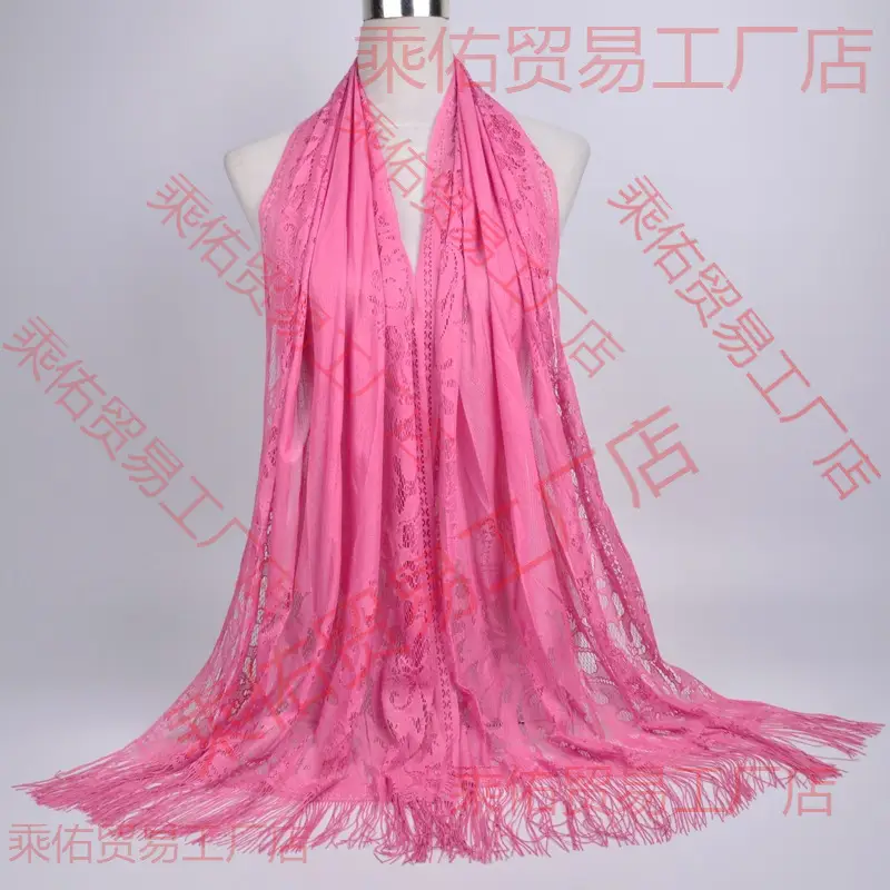 Pink Lace Tassel Scarf for Women - Image 23