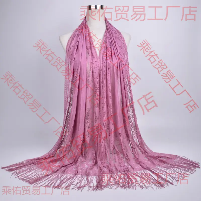 Pink Lace Tassel Scarf for Women - Image 24