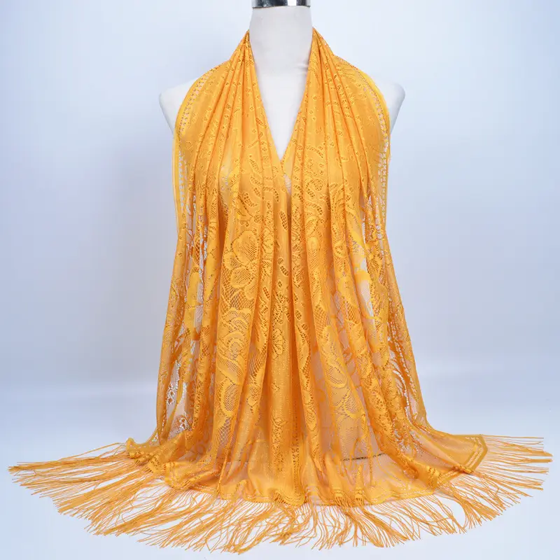 Pink Lace Tassel Scarf for Women — feature 10