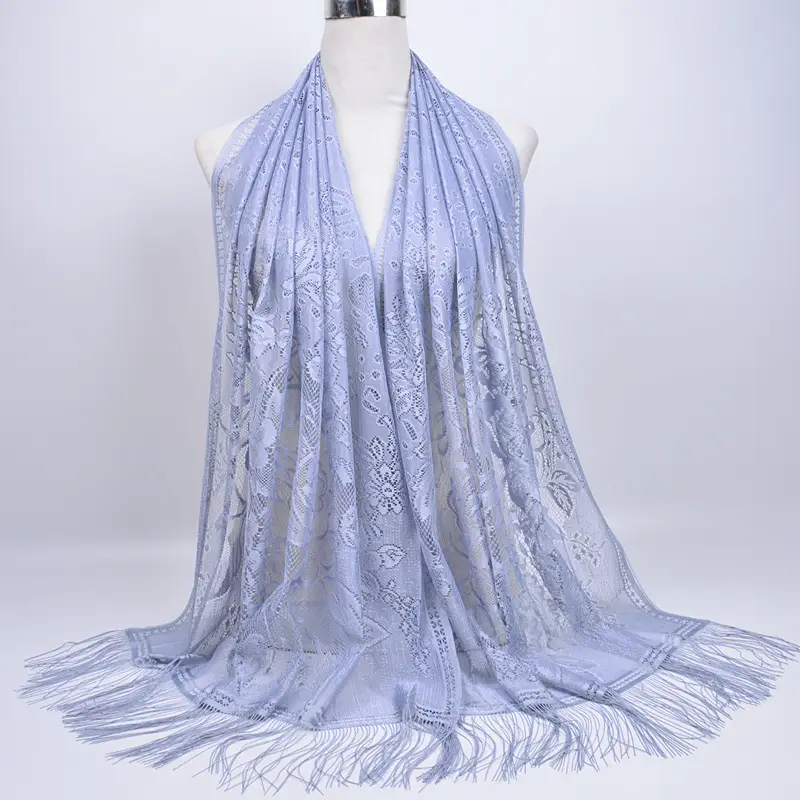Pink Lace Tassel Scarf for Women — feature 11
