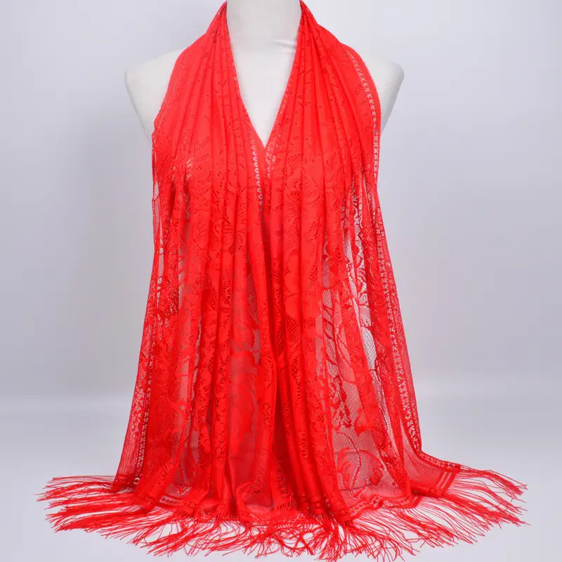 Pink Lace Tassel Scarf for Women — feature 12