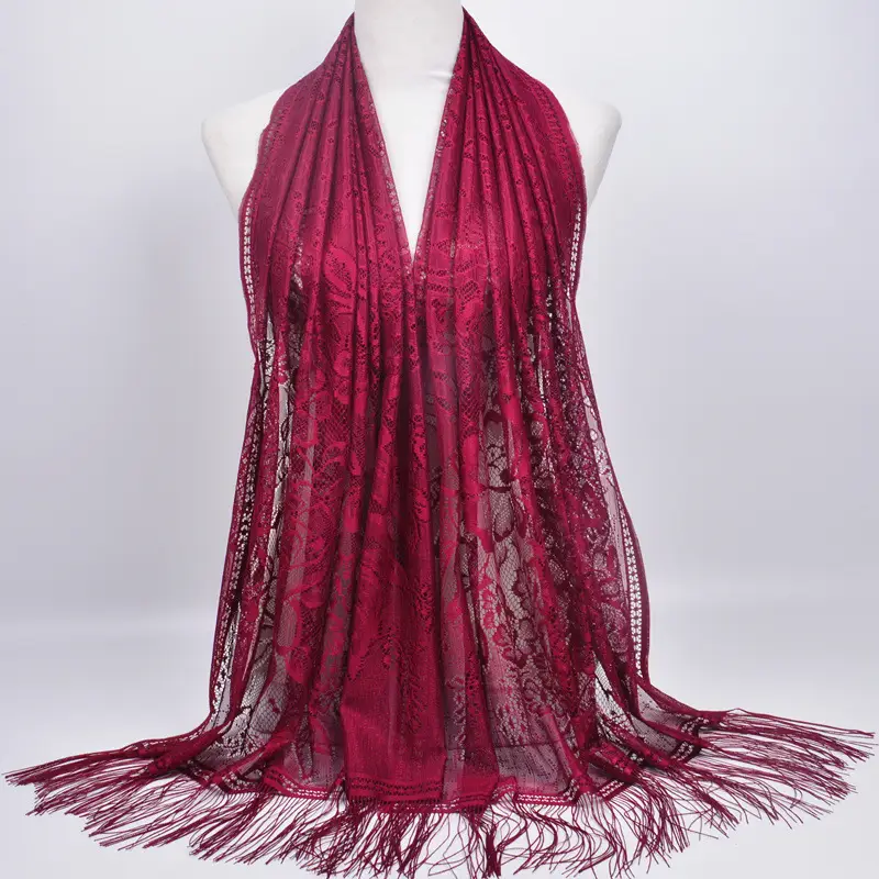 Pink Lace Tassel Scarf for Women — feature 14