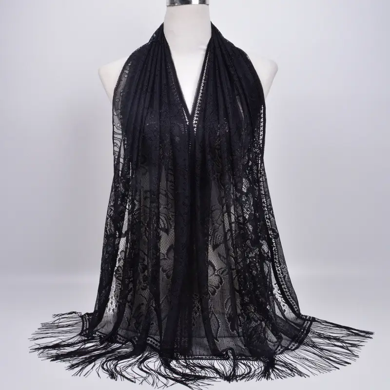 Pink Lace Tassel Scarf for Women — feature 15