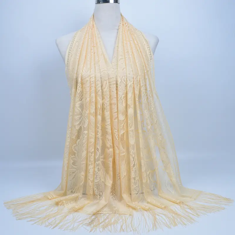 Pink Lace Tassel Scarf for Women — feature 16