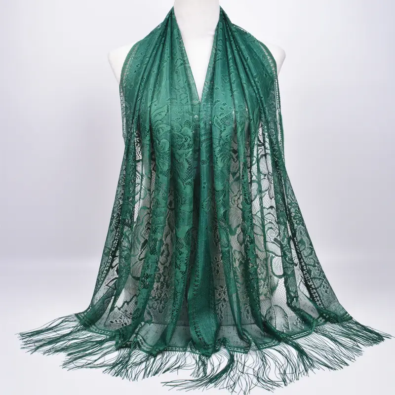 Pink Lace Tassel Scarf for Women — feature 17