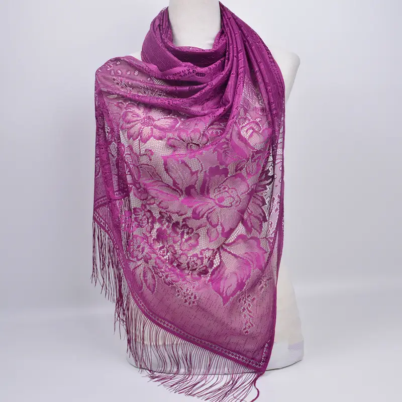 Pink Lace Tassel Scarf for Women — feature 18