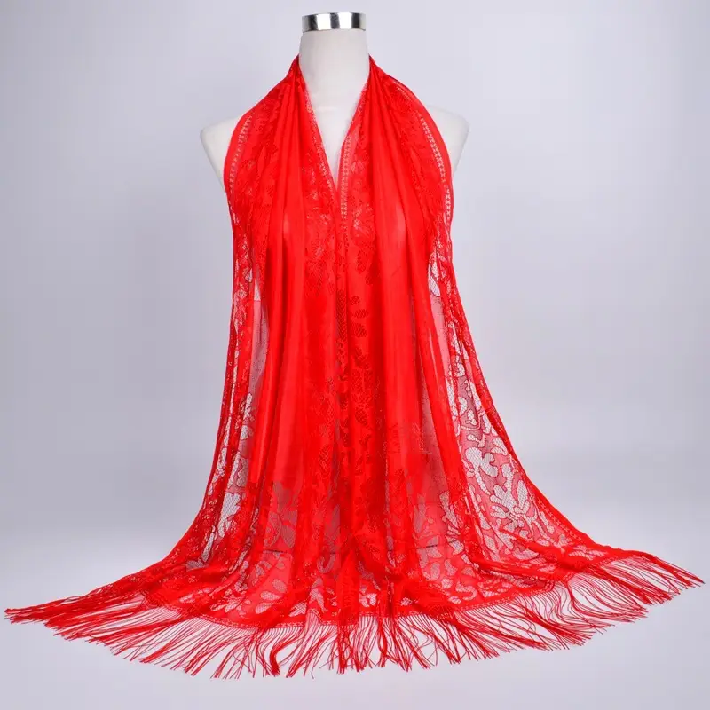 Pink Lace Tassel Scarf for Women — feature 22