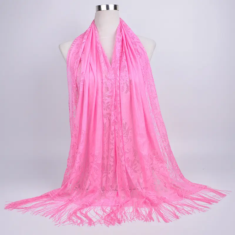 Pink Lace Tassel Scarf for Women — feature 23