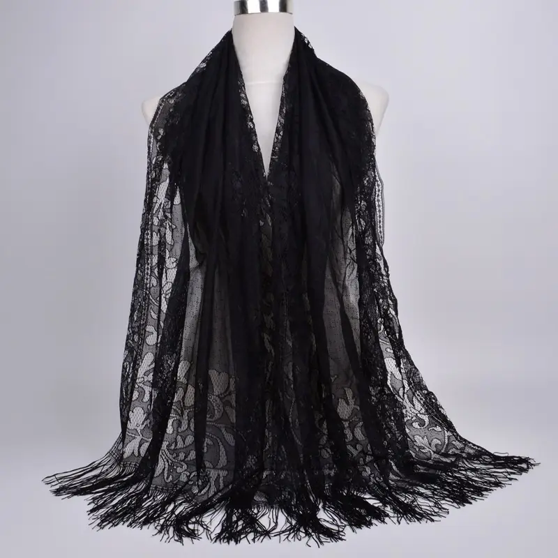Pink Lace Tassel Scarf for Women — feature 24