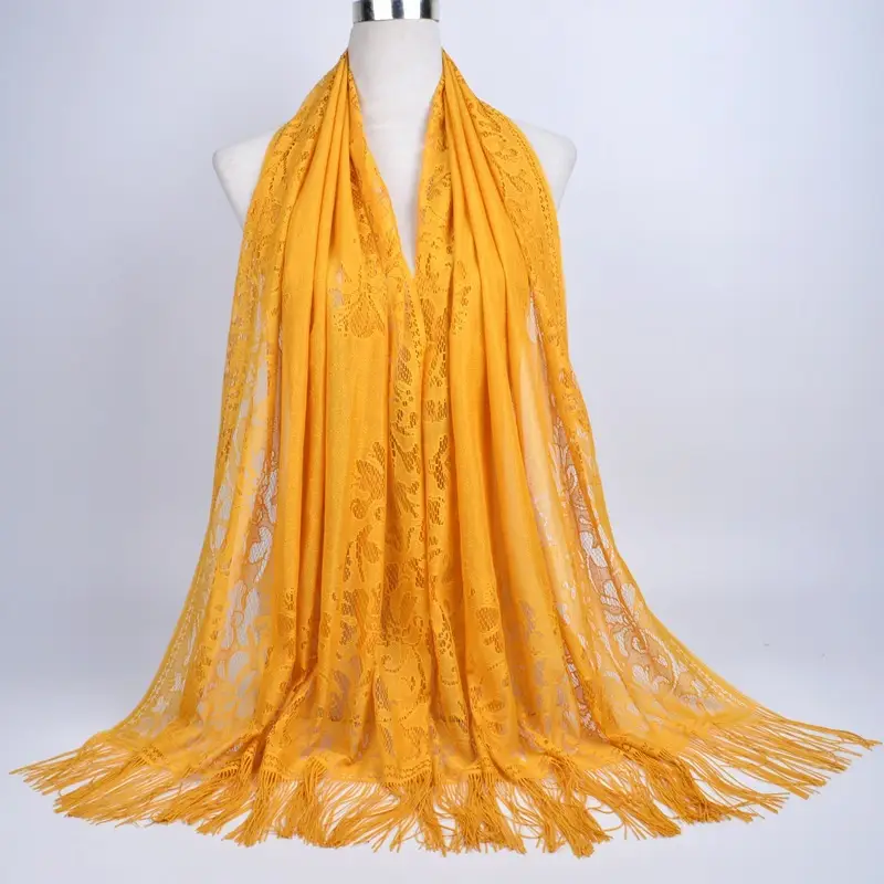 Pink Lace Tassel Scarf for Women — feature 25