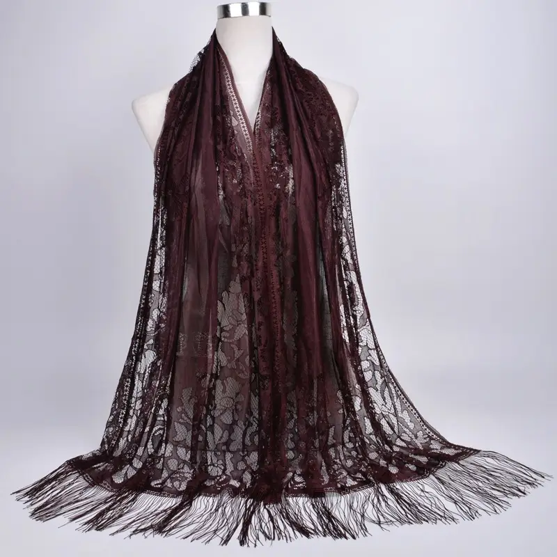 Pink Lace Tassel Scarf for Women — feature 27