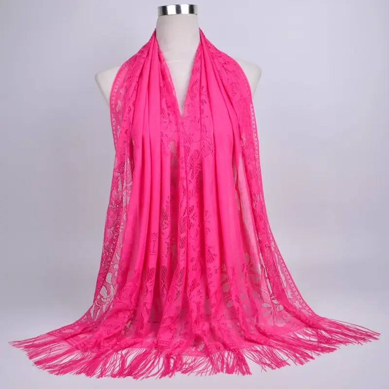 Pink Lace Tassel Scarf for Women — feature 30