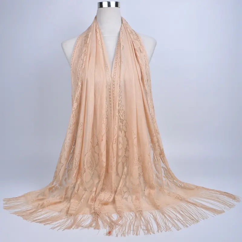 Pink Lace Tassel Scarf for Women — feature 31