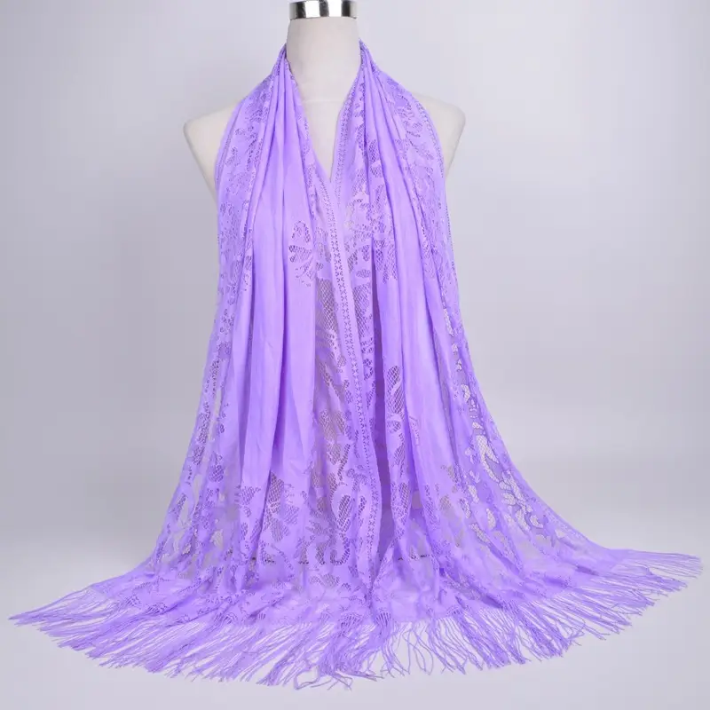 Pink Lace Tassel Scarf for Women — feature 33
