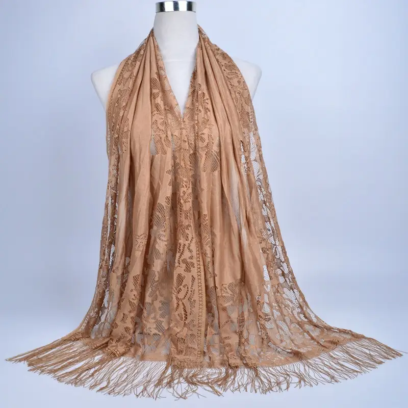 Pink Lace Tassel Scarf for Women — feature 34
