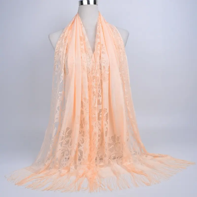 Pink Lace Tassel Scarf for Women — feature 37