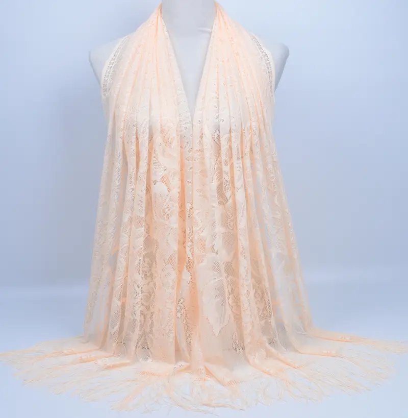 Pink Lace Tassel Scarf for Women — feature 4