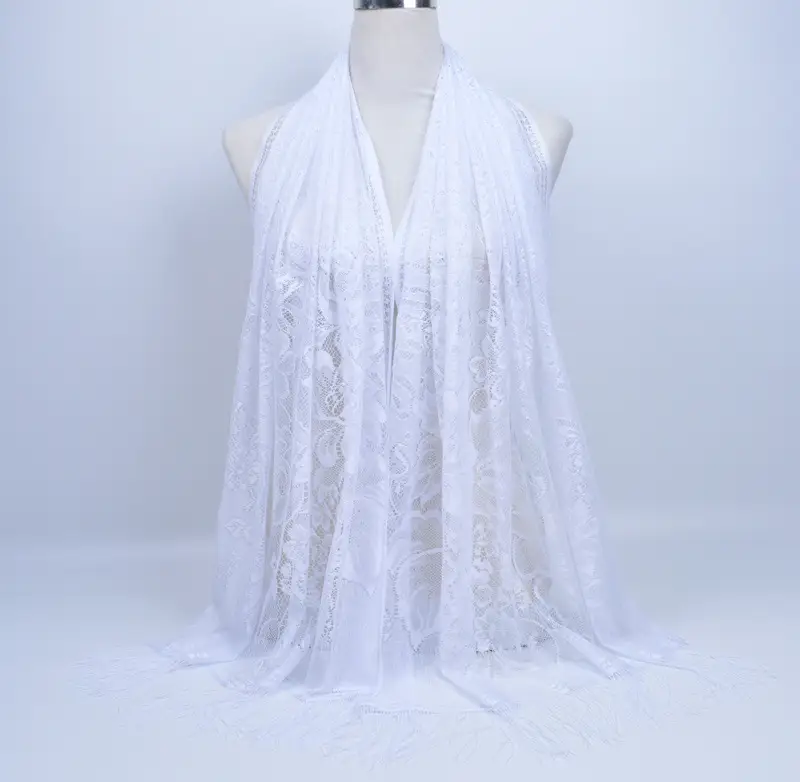 Pink Lace Tassel Scarf for Women — feature 7