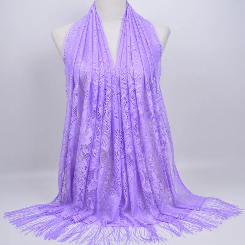 Pink Lace Tassel Scarf for Women — feature 9