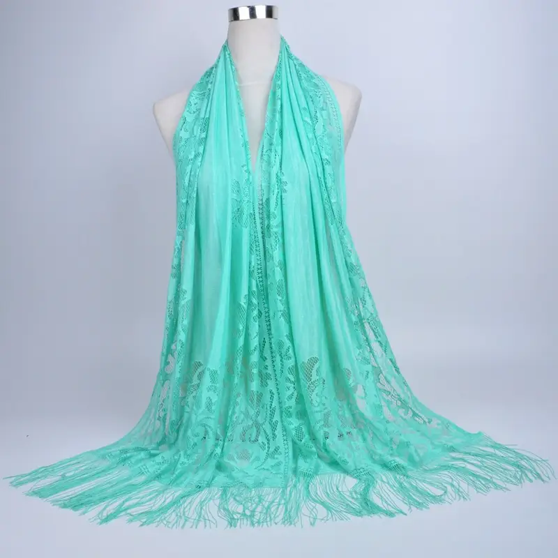 Pink Lace Tassel Scarf for Women - Image 10