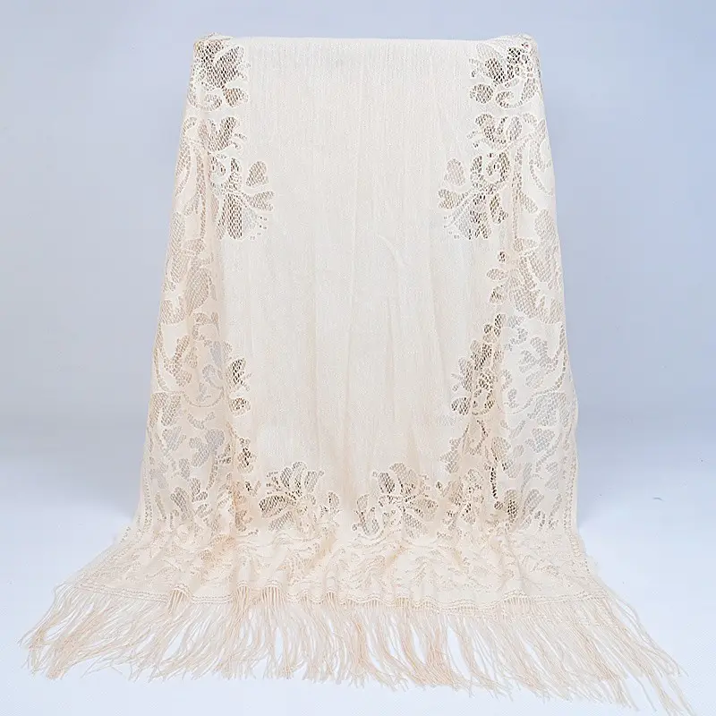 Pink Lace Tassel Scarf for Women - Image 12