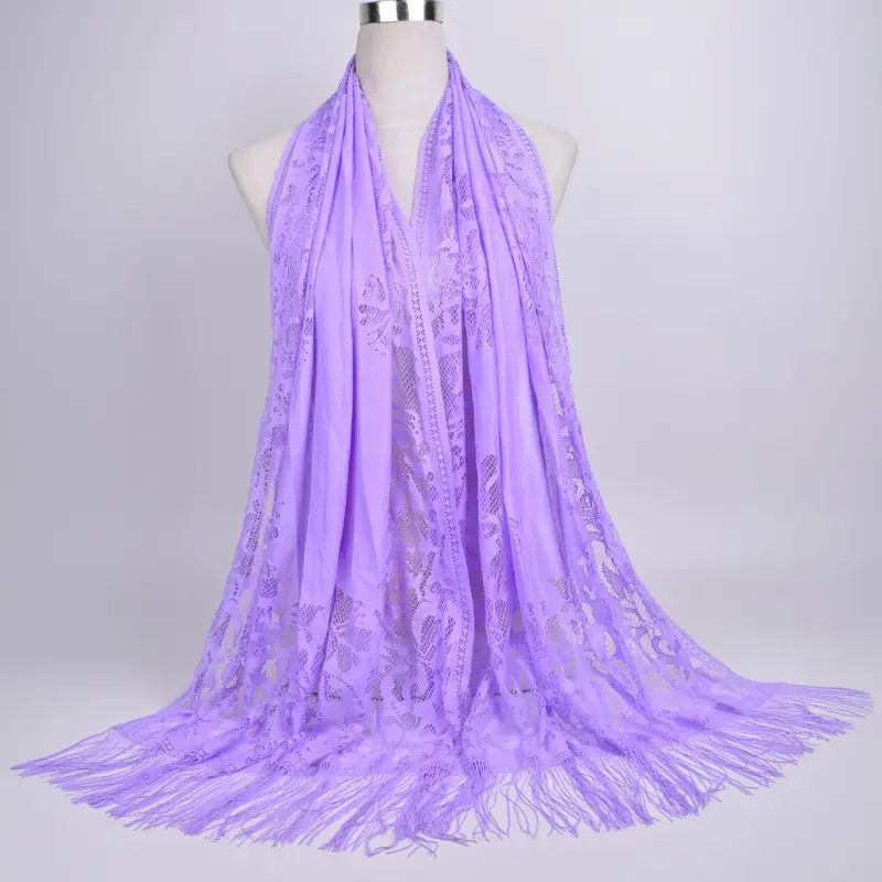 Pink Lace Tassel Scarf for Women - Image 14