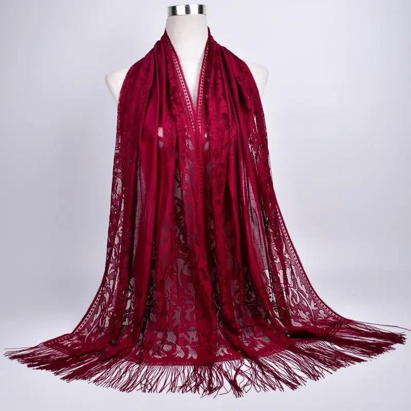 Pink Lace Tassel Scarf for Women - Image 19