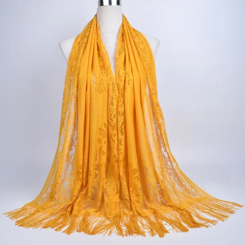 Pink Lace Tassel Scarf for Women - Image 6