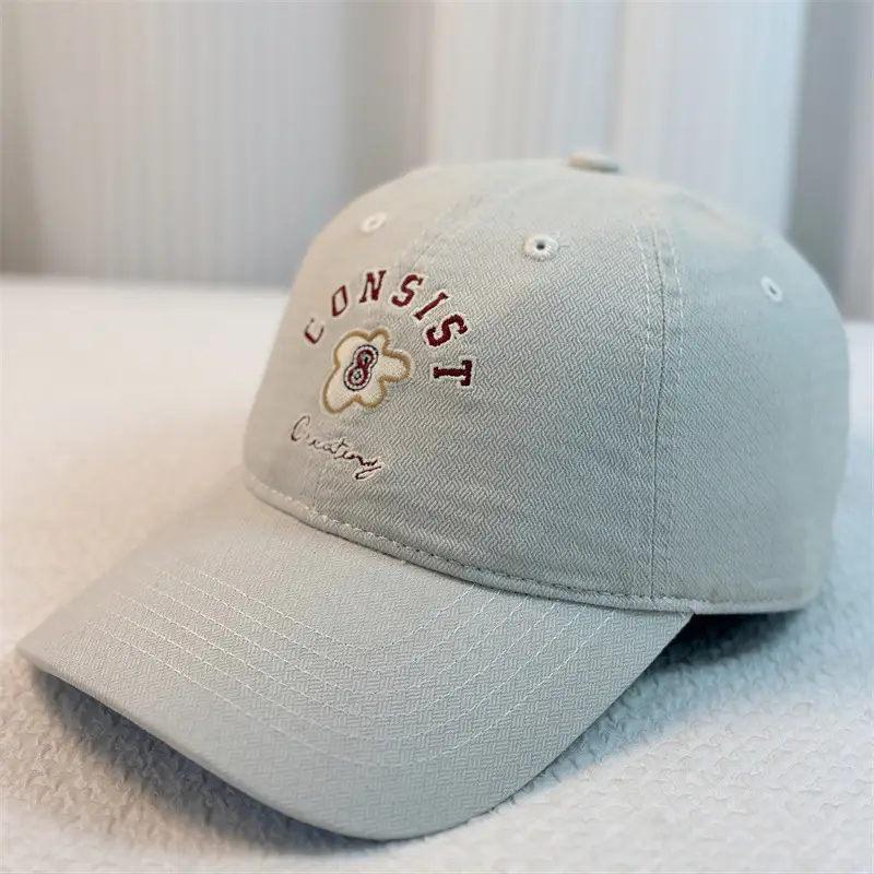 Japanese Embroidered Baseball Cap Light Green Vintage - Image 2