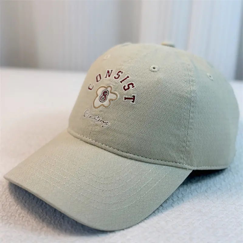 Japanese Embroidered Baseball Cap Light Green Vintage - Image 3