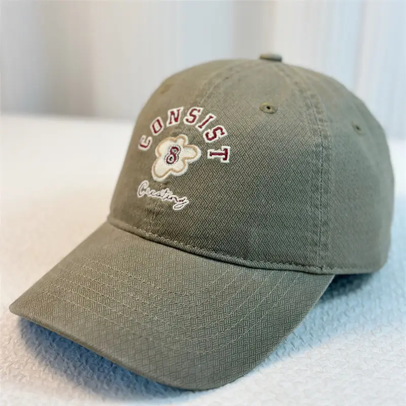 Japanese Embroidered Baseball Cap Light Green Vintage - Image 8