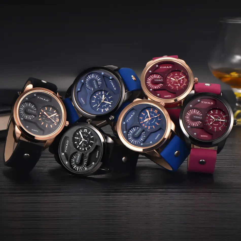 Men's Rose Gold Quartz Watch with Black Dial & Green Strap - Image 23