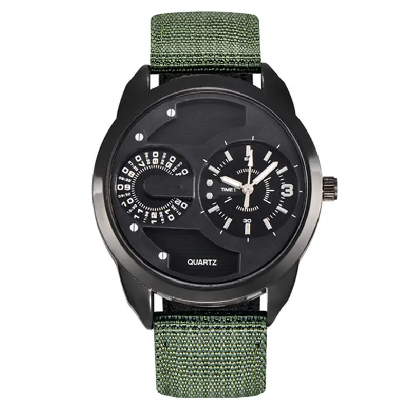 Men's Rose Gold Quartz Watch with Black Dial & Green Strap - Image 12