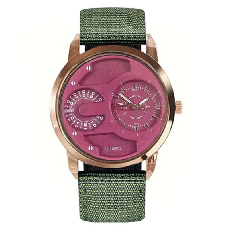 Men's Rose Gold Quartz Watch with Black Dial & Green Strap - Image 13