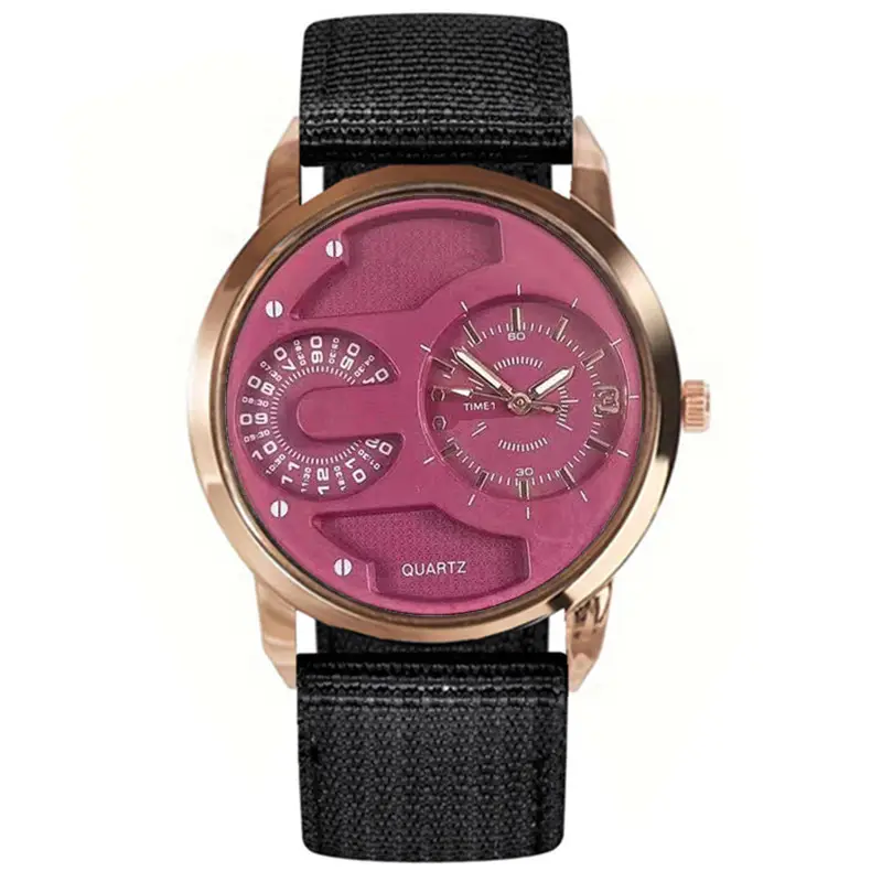 Men's Rose Gold Quartz Watch with Black Dial & Green Strap - Image 3