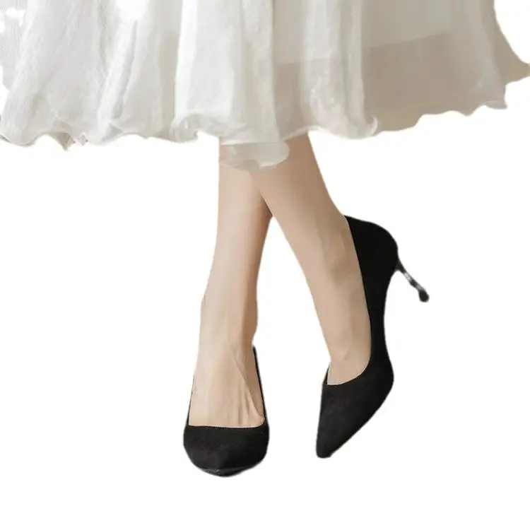 2025 New High Heels Women's Spring Black Stiletto Heel Pointed Shallow Vat Suede Professional plus size Elegant Single Shoes for Women - Image 8