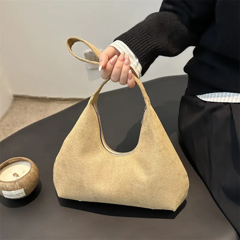 Women's Suede Shoulder Bag Vintage Patchwork Design - Image 6