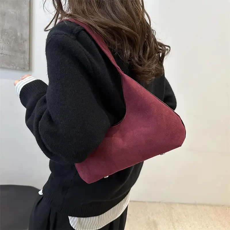 Women's Suede Shoulder Bag Vintage Patchwork Design - Image 7